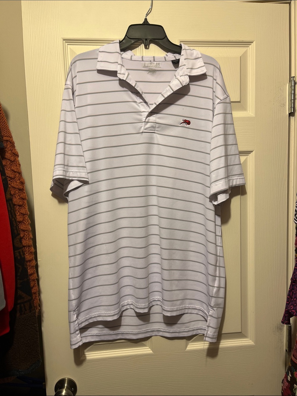 Perlis White Striped Polo Shirt - Size L